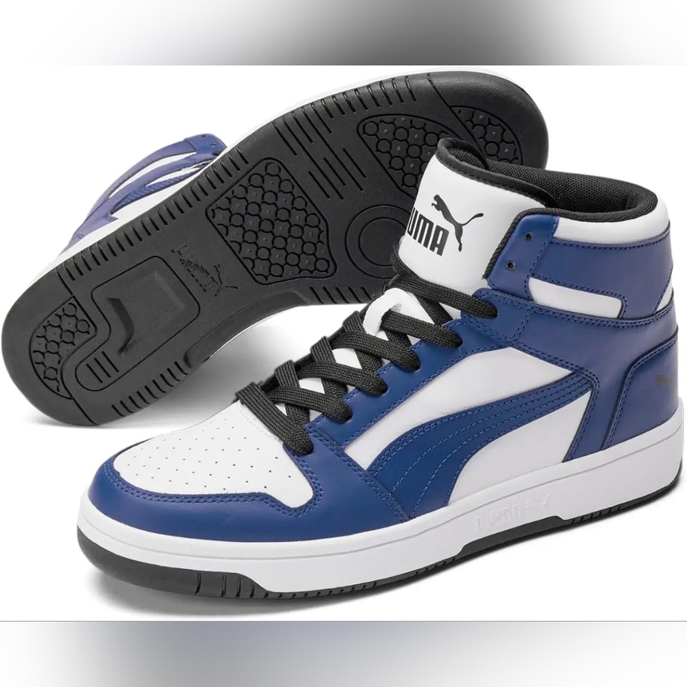 PUMA Rebound Layup Dual Men's Basketball Shoe - Size 7 (US) - White Blue Black
